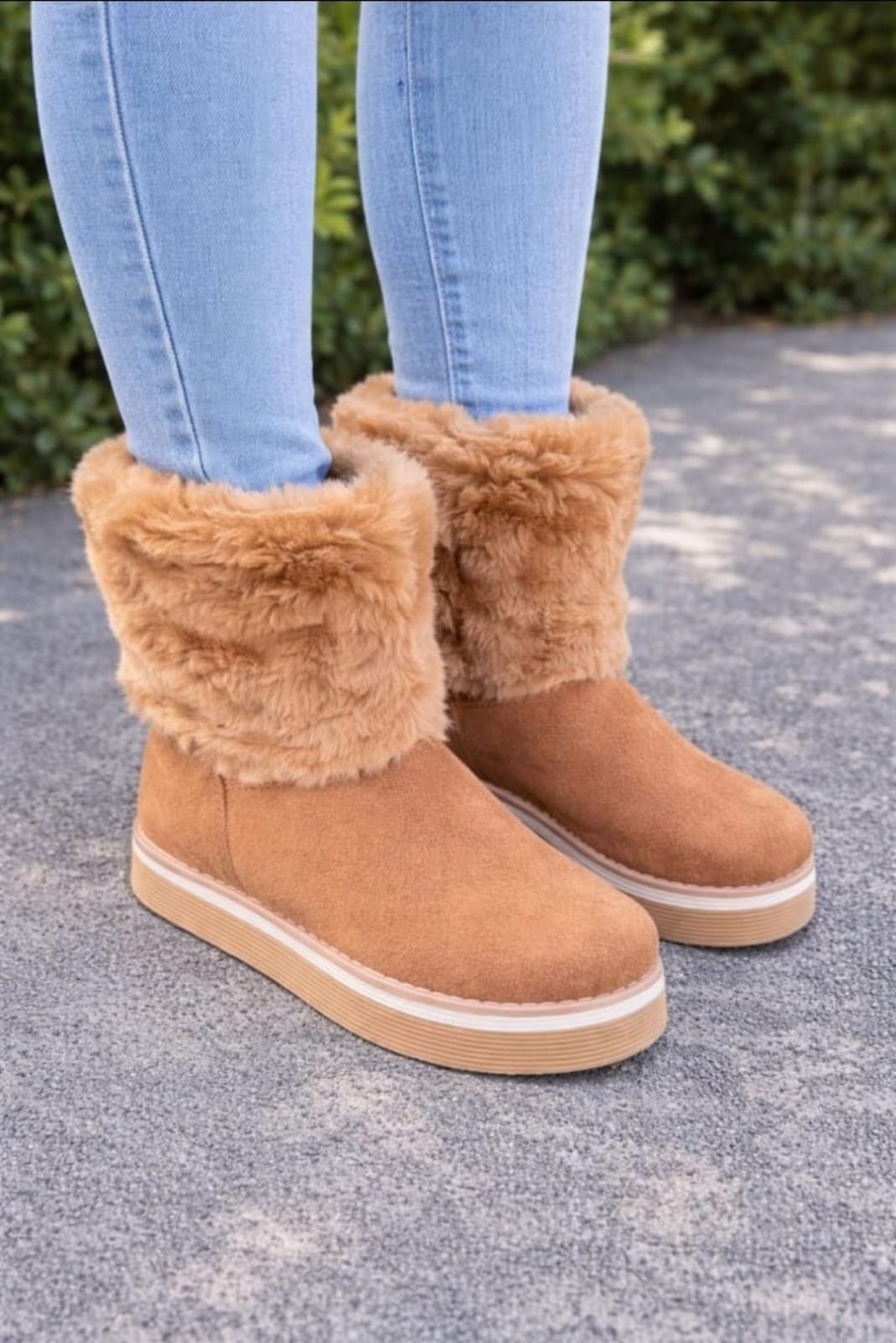 botitas invierno con peludito (marron claro - TALLE 39)