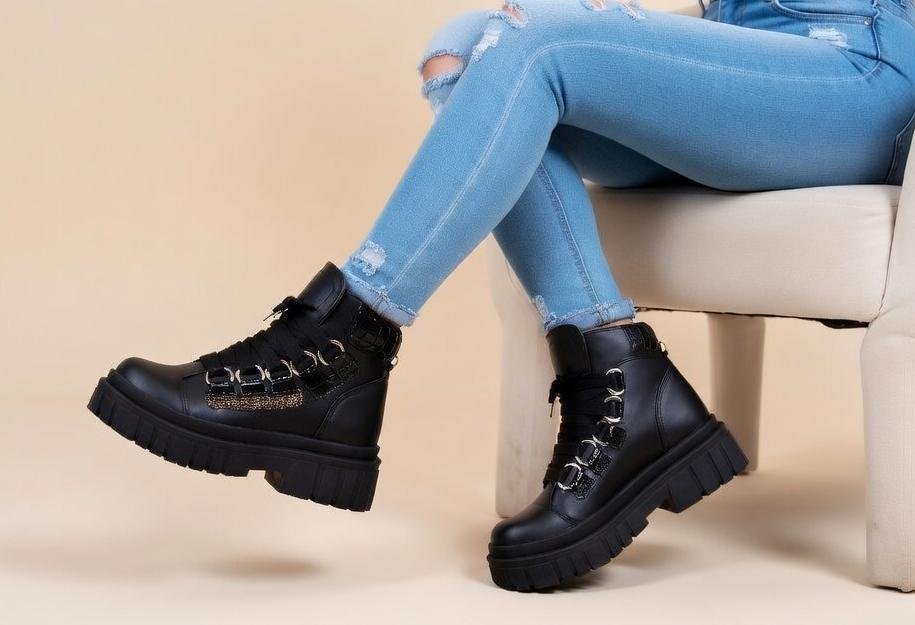borcegos simil cuero (Negro - TALLE 39)