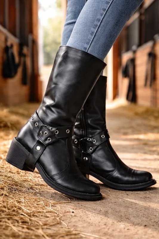 botas simil cuero (Negro - TALLE 39)